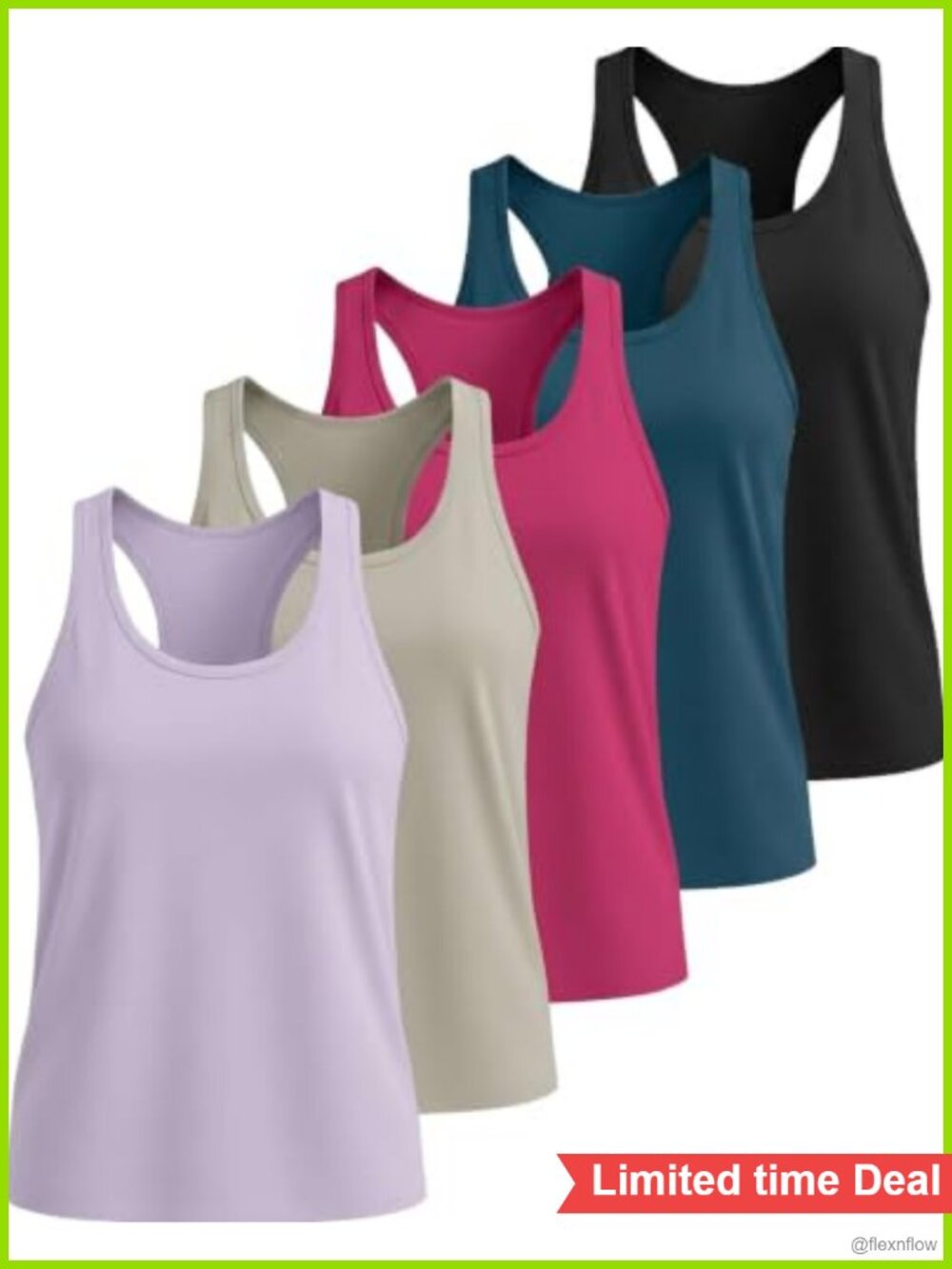 Women's Dry Fit Racerback Tank Tops Sleeveless Athletic Workout Gym 5 Pack